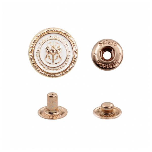 Кнопка установочная металлическая,18мм цвет золото+белый