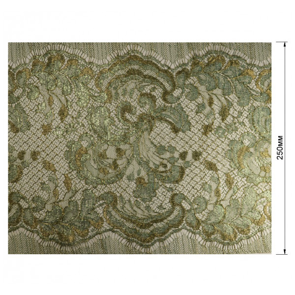 Кружево французское, цвет золото+зеленый