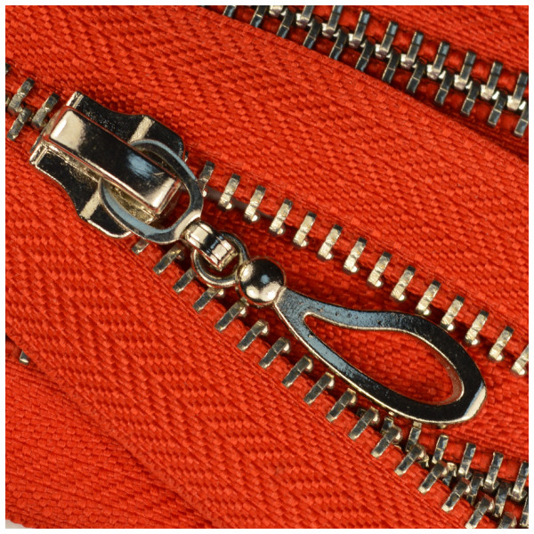 Молния металлическая неразъемная 5Т, 16см, слайдер кривая капля, зубцы никель, цвет 162-красный