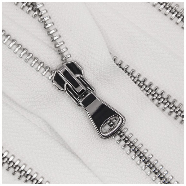 Молния металлическая разъемная 5Т, 60см, шлифованная, слайдер G40, зубцы никель, цвет 101- белый