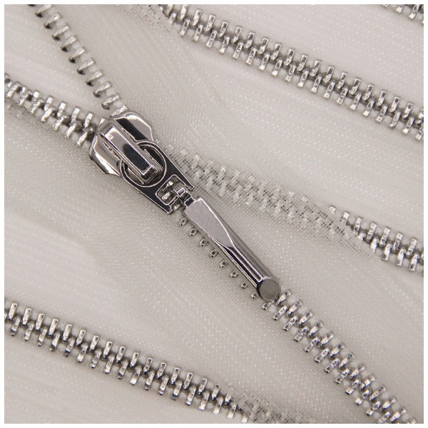 Молния металлическая разъемная 5Т, 55см, слайдер палочка-5071, зубцы никель, шлифованная, цвет прозрачный