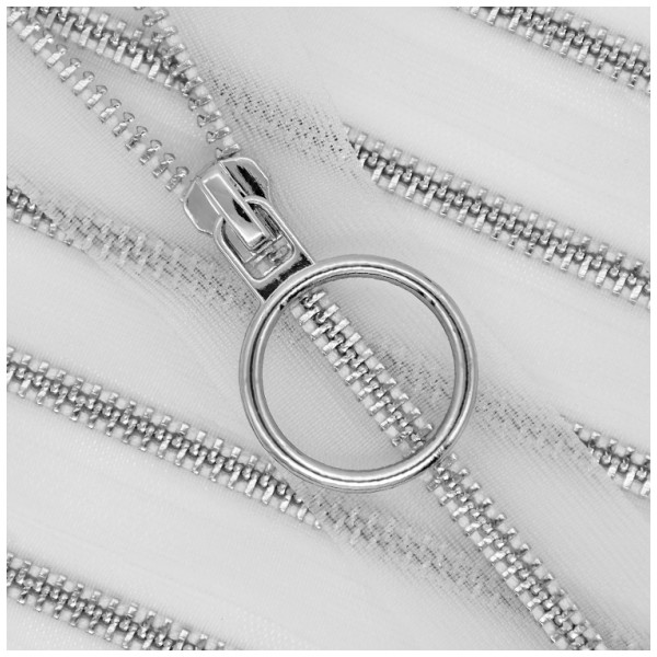 Молния металлическая неразъемная 5Т, 25см, слайдер кольцо-5180 зубцы никель, шлифованная, цвет прозрачный