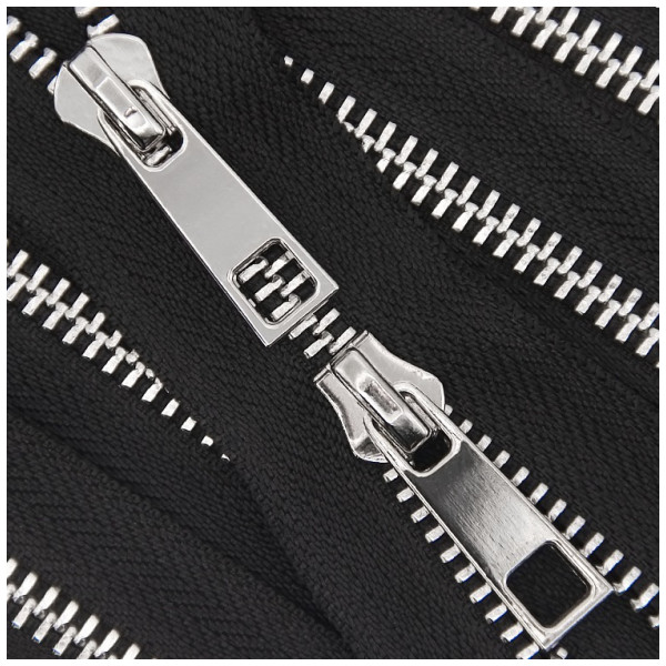 Молния металлическая разъемная 5Т, 110см, шлифованная, слайдер А2S, 2 слайдера, зубцы никель, цвет 322-черный