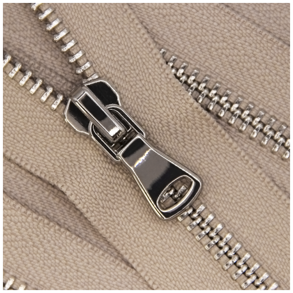 Молния металлическая неразъемная 5Т, 18см, шлифованная, слайдер G40, зубцы никель, цвет 0261-бежевый