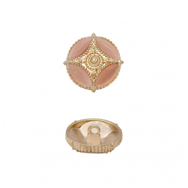 Пуговица металлическая, L36 (23мм), цвет золото+розовый