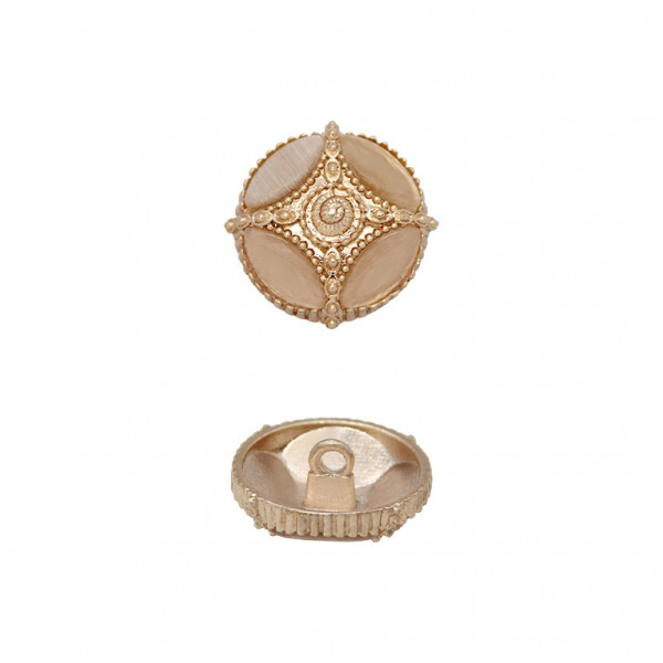 Пуговица металлическая, L36 (23мм), цвет золото+бежевый