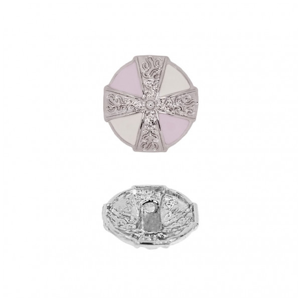 Пуговица металлическая, 36L, цвет никель+лиловый