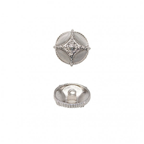 Пуговица металлическая, L28 (18мм), цвет никель+молочный