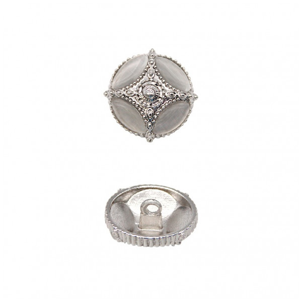 Пуговица металлическая, L36 (23мм), цвет никель+молочный