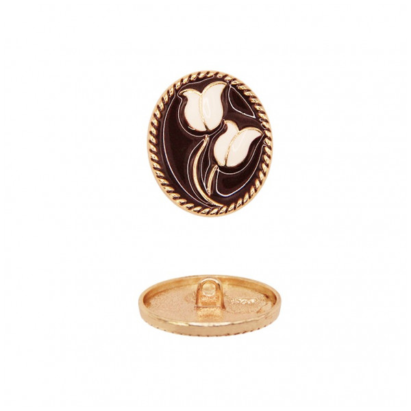 Пуговица металлическая, 40L, цвет золото+черный