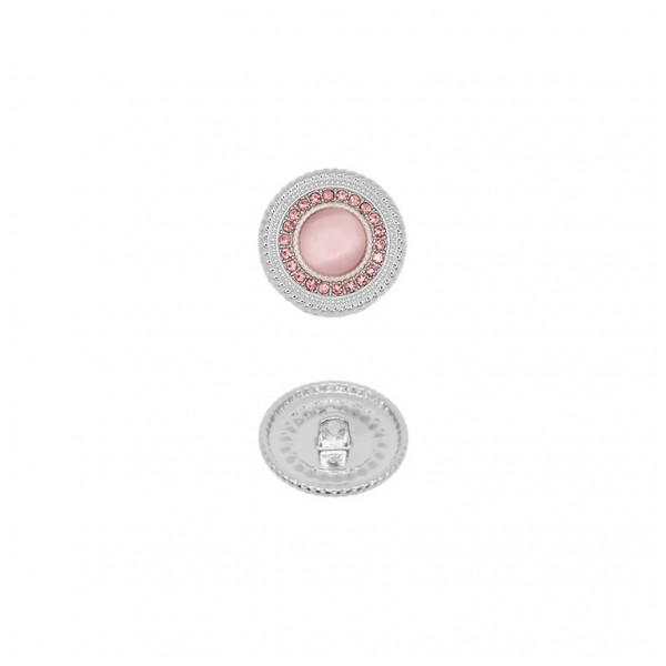 Пуговица металлическая, 28L, цвет никель+розовый