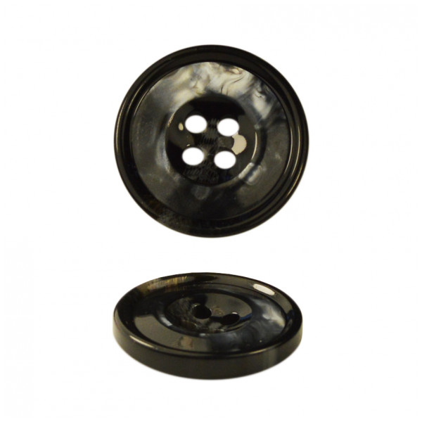 Пуговица пластиковая, 36L, цвет черный+серый