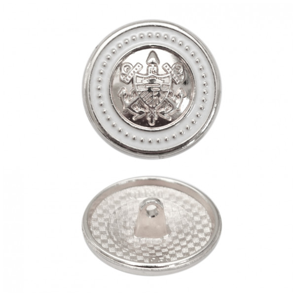 Пуговица металлическая, 36L, цвет никель+белый