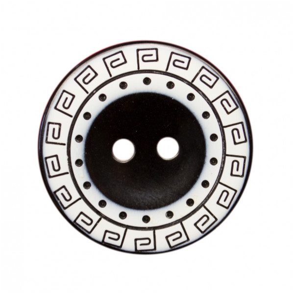 Пуговица пластиковая, 40L, цвет черный+белый