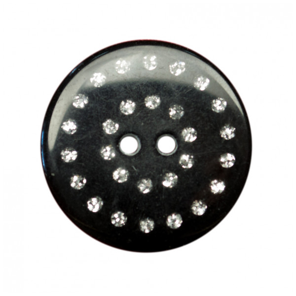 Пуговица пластиковая, 40L, цвет черный+страза
