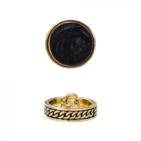 Пуговица металлическая, 24L, цвет золото+черный