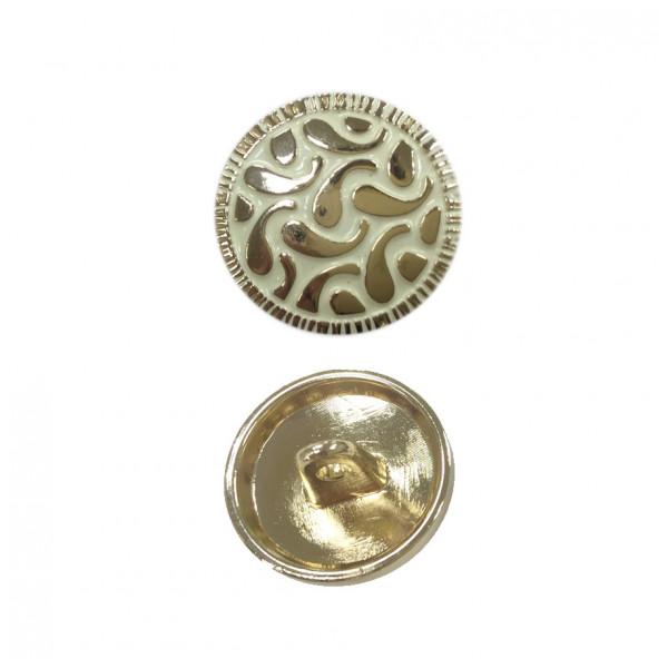 Пуговица металлическая, 36L, цвет золото+белый