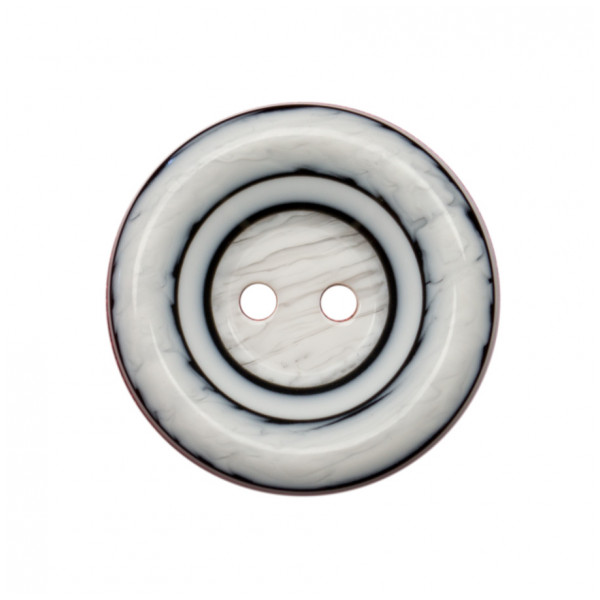 Пуговица пластиковая, 48L, цвет черный+белый