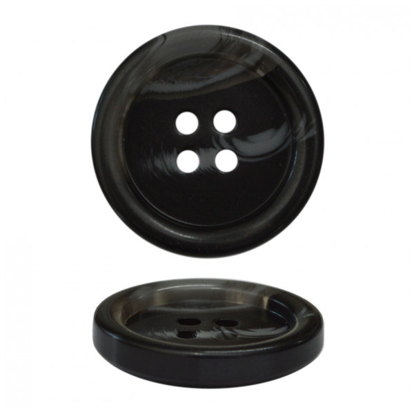 Пуговица пластиковая, 24L, цвет черный