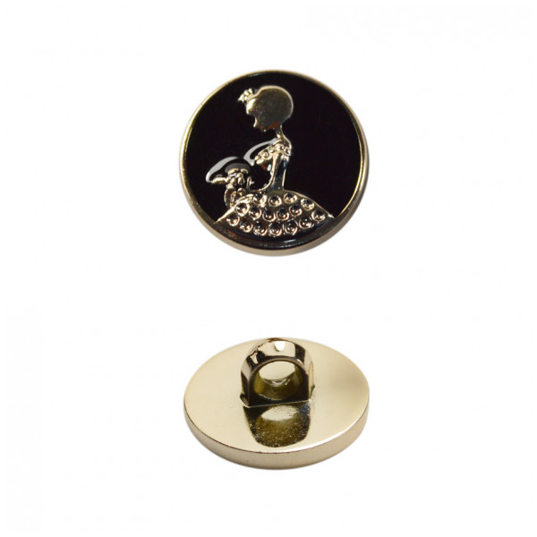 Пуговица металлизированная, 24L, цвет золото+черный