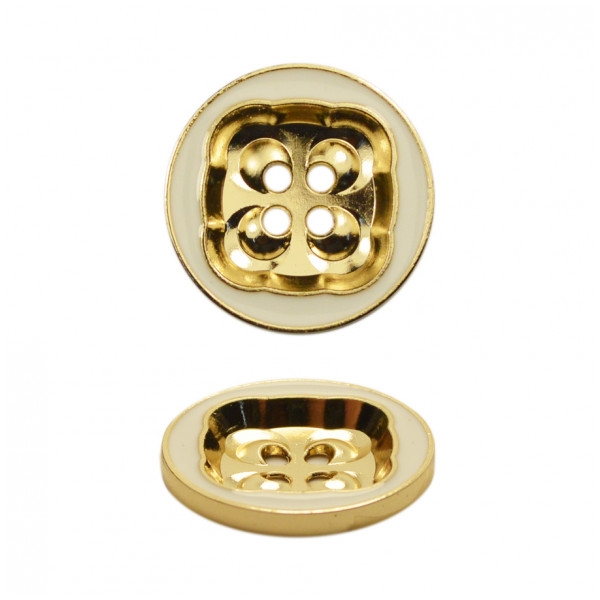 Пуговица металлическая, 28L, цвет золото+белый