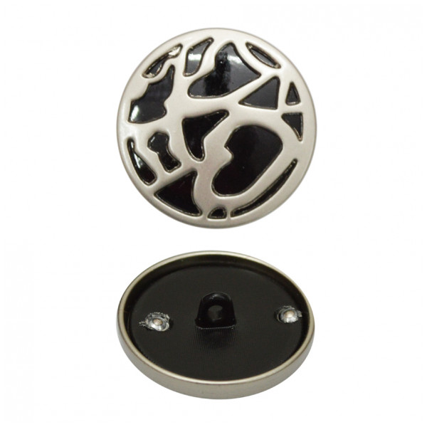 Пуговица металлическая, 40L, цвет матовый никель+черный