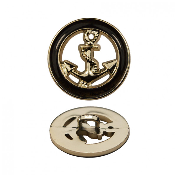 Пуговица металлизированная,, 28L, цвет золото+черный