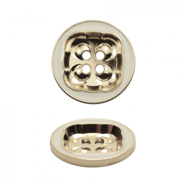 Пуговица металлическая, 28L, цвет никель+белый