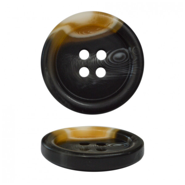 Пуговица пластиковая, 36L, цвет черно-коричневый