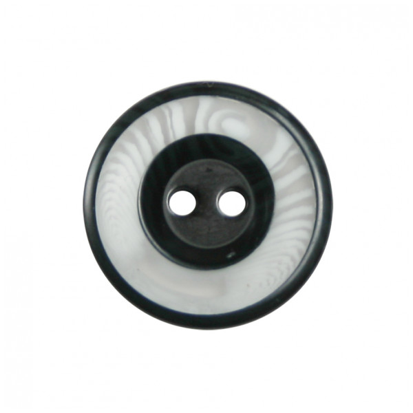 Пуговица пластиковая, 24L, цвет черный+белый