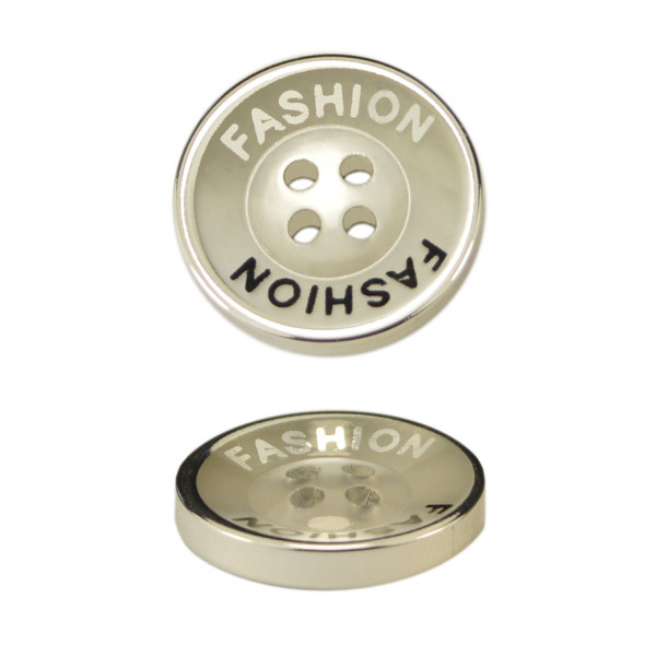 Пуговица металлизированная, 34L, цвет никель+прозрачный