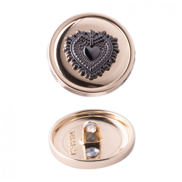 Пуговица металлическая, 36L, цвет золото+оксид