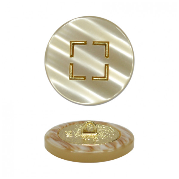 Пуговица металлизированная, 40L, цвет золото+бежевый