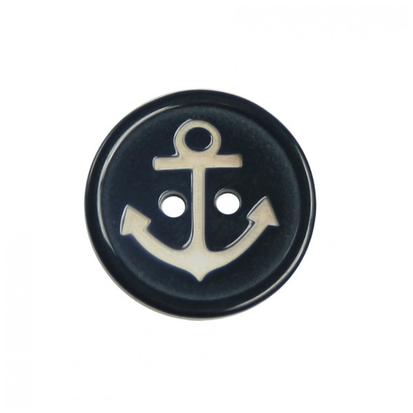 Пуговица пластиковая, 40L, цвет т.синий+белый