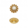 Пуговица металлическая, 28L, цвет золото+жемчуг