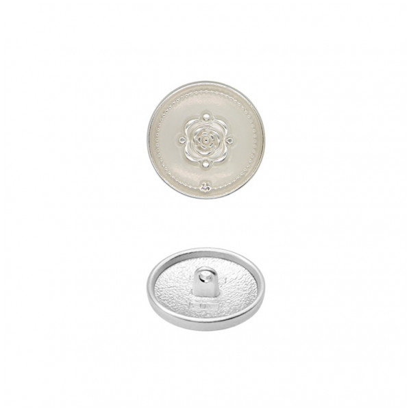 Пуговица металлическая, 28L, цвет никель+молочный