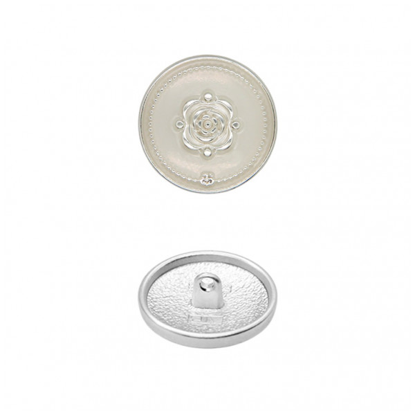 Пуговица металлическая, 36L, цвет никель+молочный