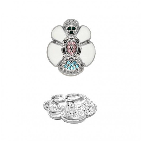 Пуговица металлическая, 44L, цвет никель+белый