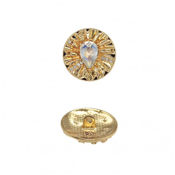 Пуговица металлическая, 30L, цвет золото+голубой