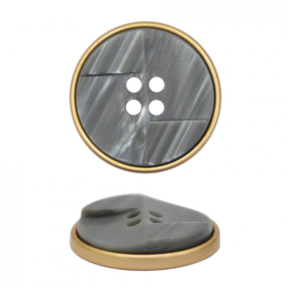 Пуговица металл, 28L, цвет золото+графит