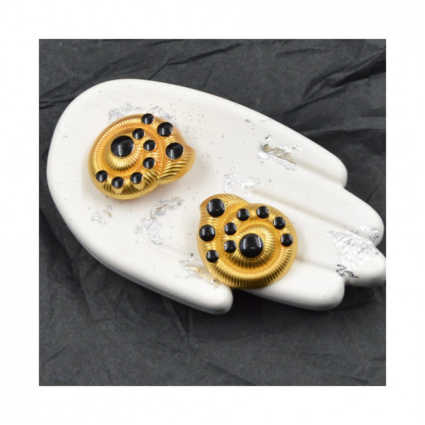 11646ПМ L43 (27мм) матовое золото+черный пуговица металл