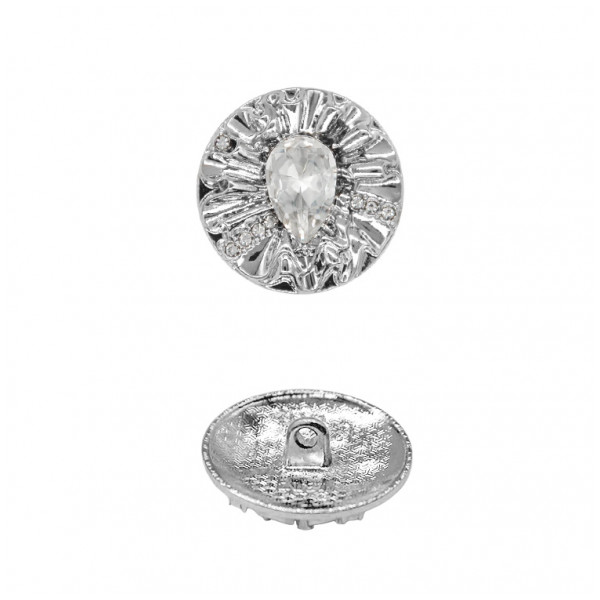 Пуговица металлическая, 36L, цвет никель+прозрачный