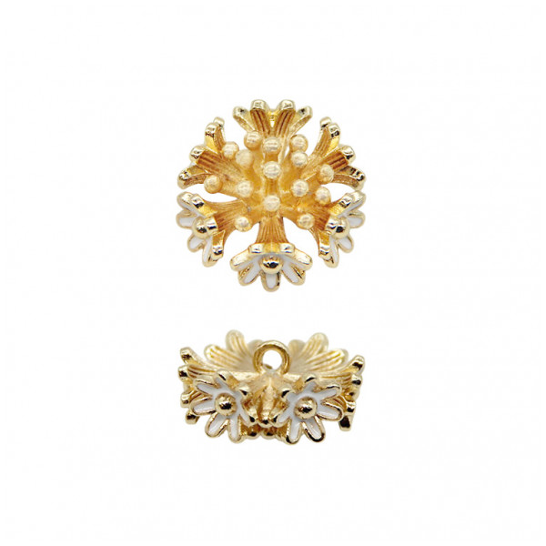 Пуговица металлическая, 36L, цвет золото+белый