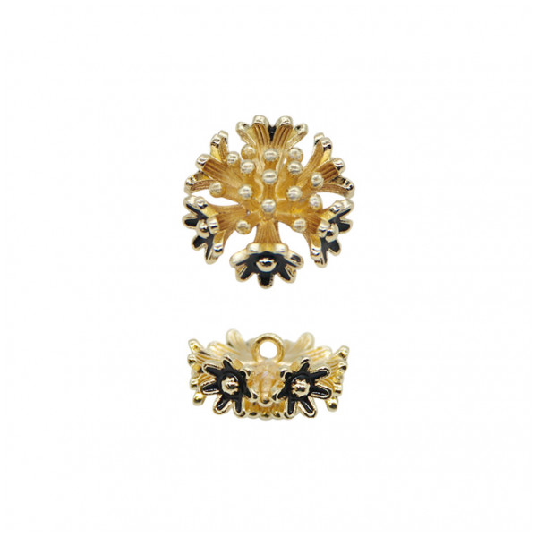 Пуговица металлическая, 24L, цвет золото+черный