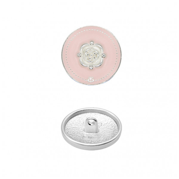 Пуговица металлическая, 36L, цвет никель+розовый