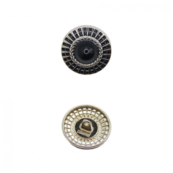 Пуговица металлическая, 24L, цвет никель+черный