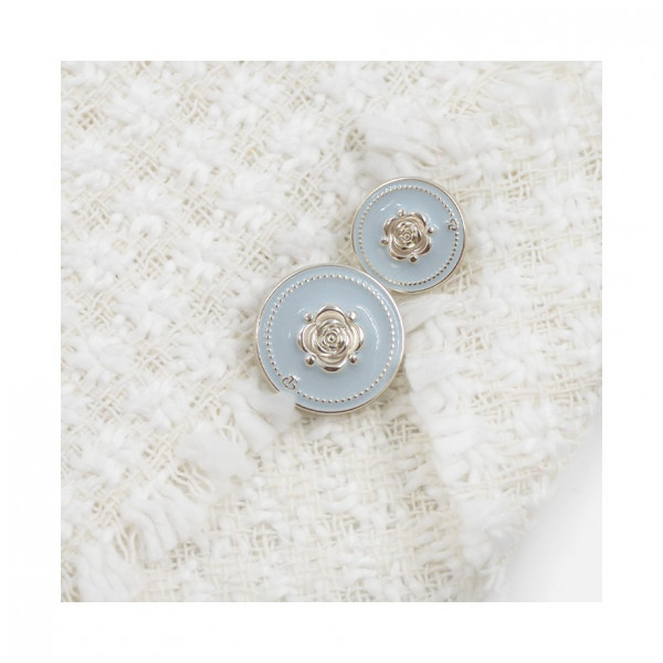 Пуговица металлическая, 28L, цвет никель+голубой