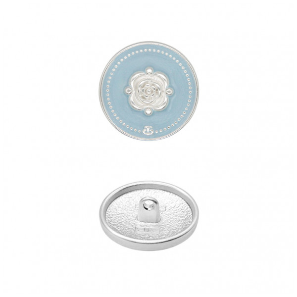 Пуговица металлическая, 36L, цвет никель+голубой