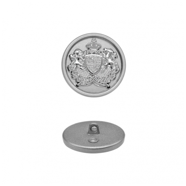 Пуговица металлический, 28L, цвет матовый никель+никель