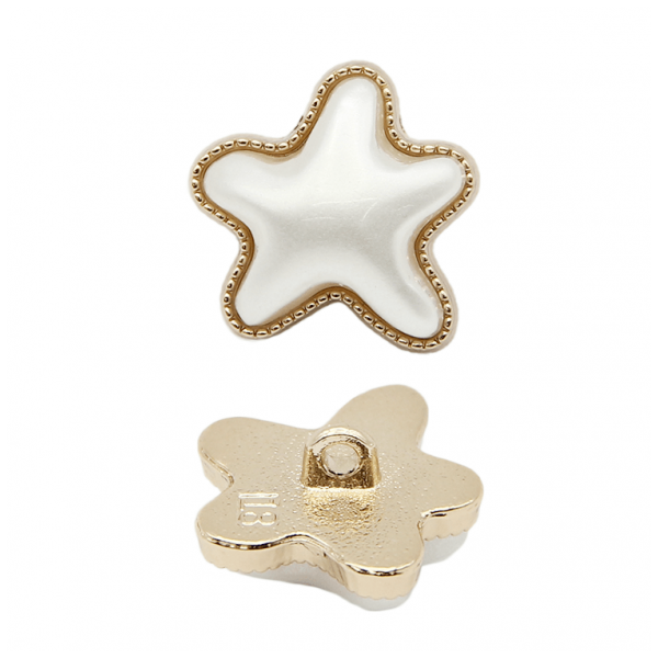 Пуговица металлическая, L28 (18мм), цвет золото+белый